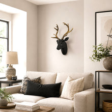 Load image into Gallery viewer, Black and Gold Stag Head