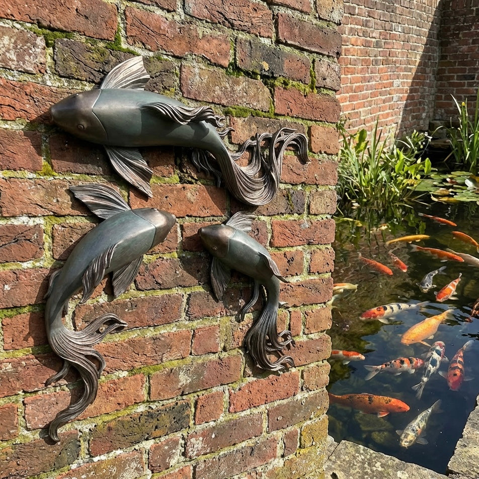 Bronze Fish Wall Art (Pair of Medium and Small)
