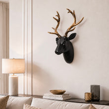 Load image into Gallery viewer, Black and Gold Stag Head