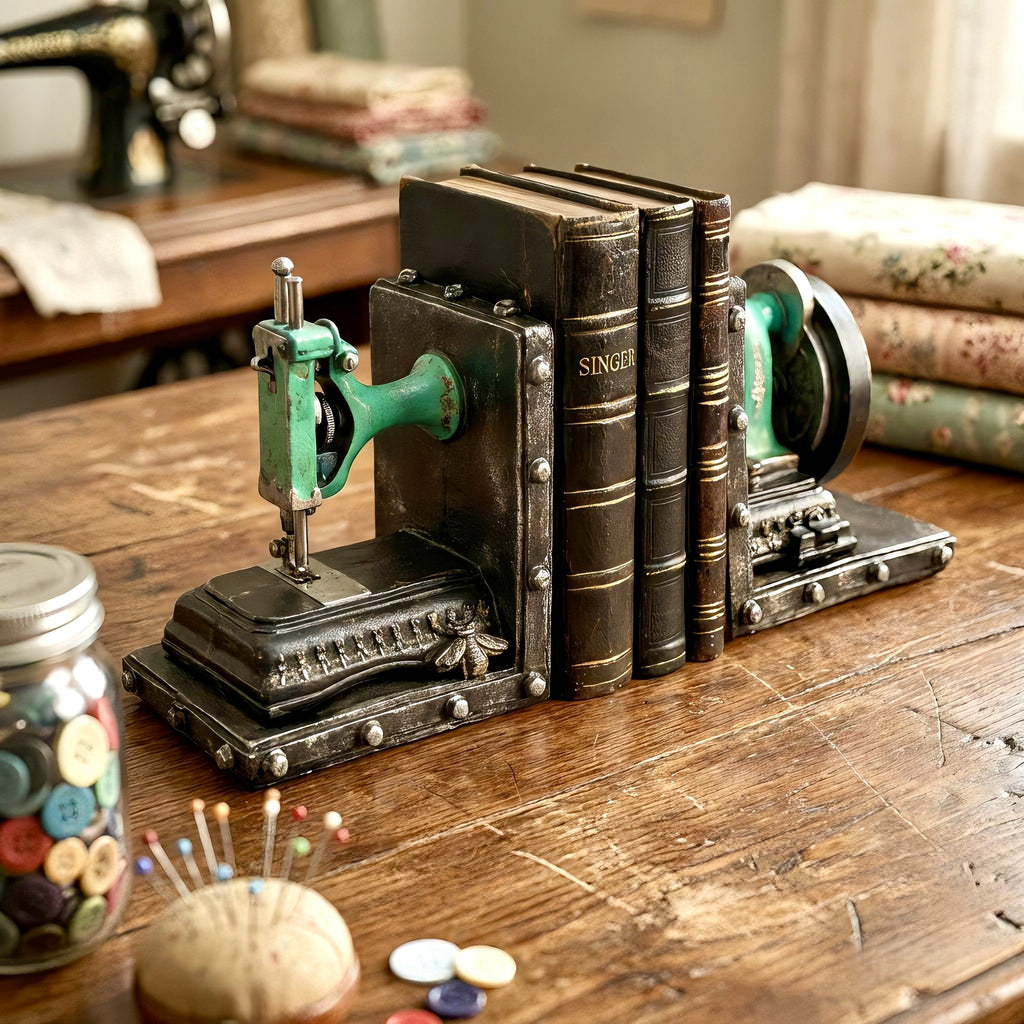 Vintage Sewing Machine Bookends