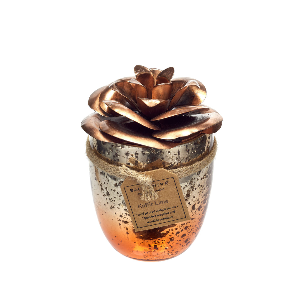 Glass Candle - Copper Camellia Lid