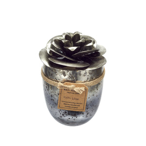 Glass Candle - Silver Camellia Lid