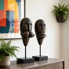 Load image into Gallery viewer, La Moustache &amp; La Lips – Set of Two Wooden Effect Sculptures