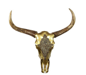Gold Cow Skull - Wall Hanging