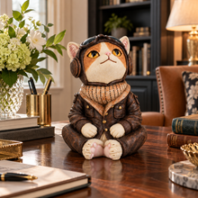 Load image into Gallery viewer, Vintage Aviator Cat Ornament