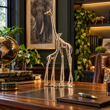 Load image into Gallery viewer, Tender Wildlife - Pewter Metal Giraffe Duo Ornament