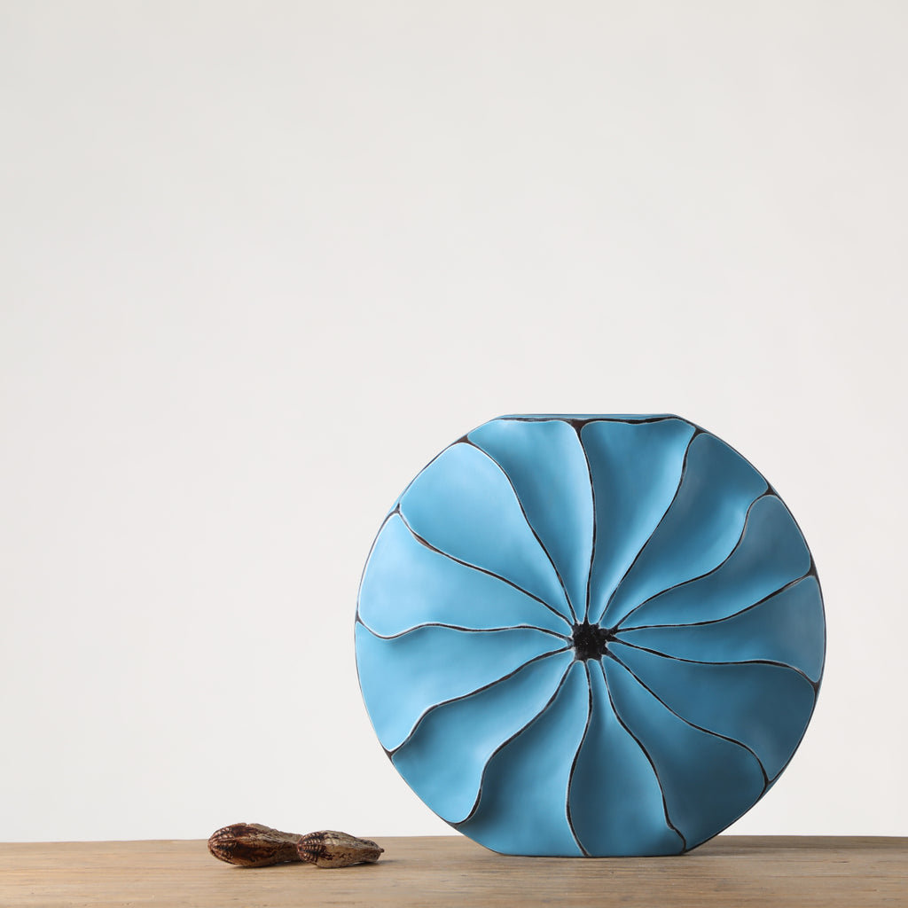 Blue Circular Shell Vase - Large
