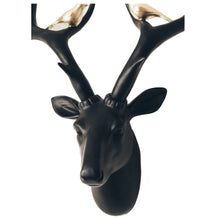 Load image into Gallery viewer, Black Deer Head with Gold Birds