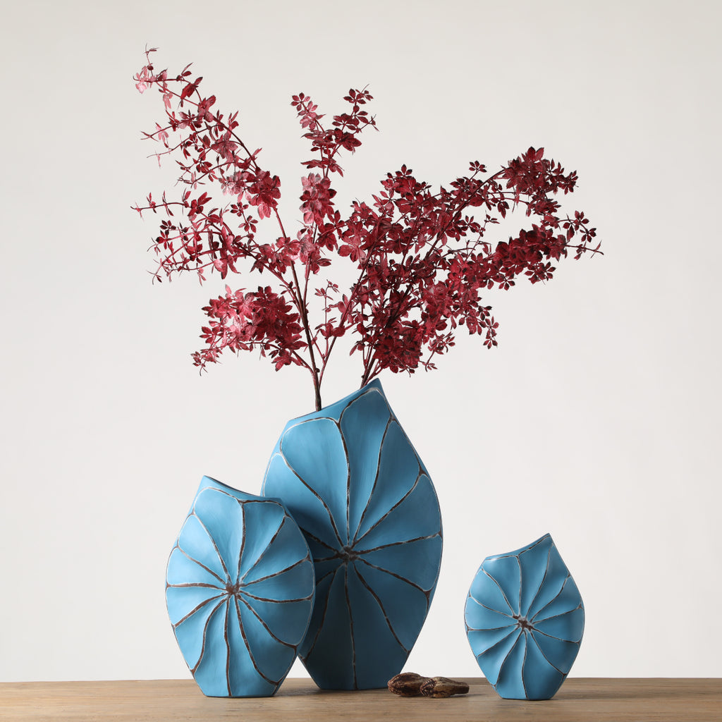 Blue Shell Patterned Vase - Medium