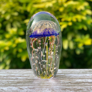 Large Gold/Blue Jellyfish Paperweight