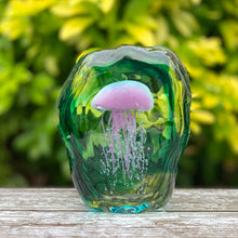 Load image into Gallery viewer, Pink/Green Jellyfish in Ice Paperweight