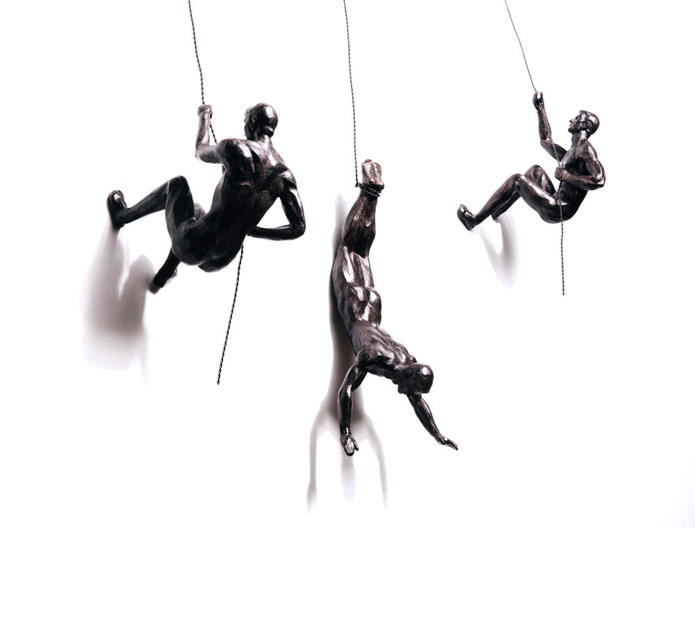 Climbing Men Trio - Bronze Colour Wall Art