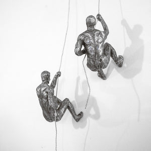 Climbing Men Duo - Silver Colour Sculptures