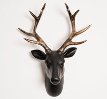 Load image into Gallery viewer, Black and Gold Stag Head