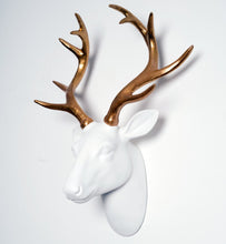Load image into Gallery viewer, White and Gold Stag Head