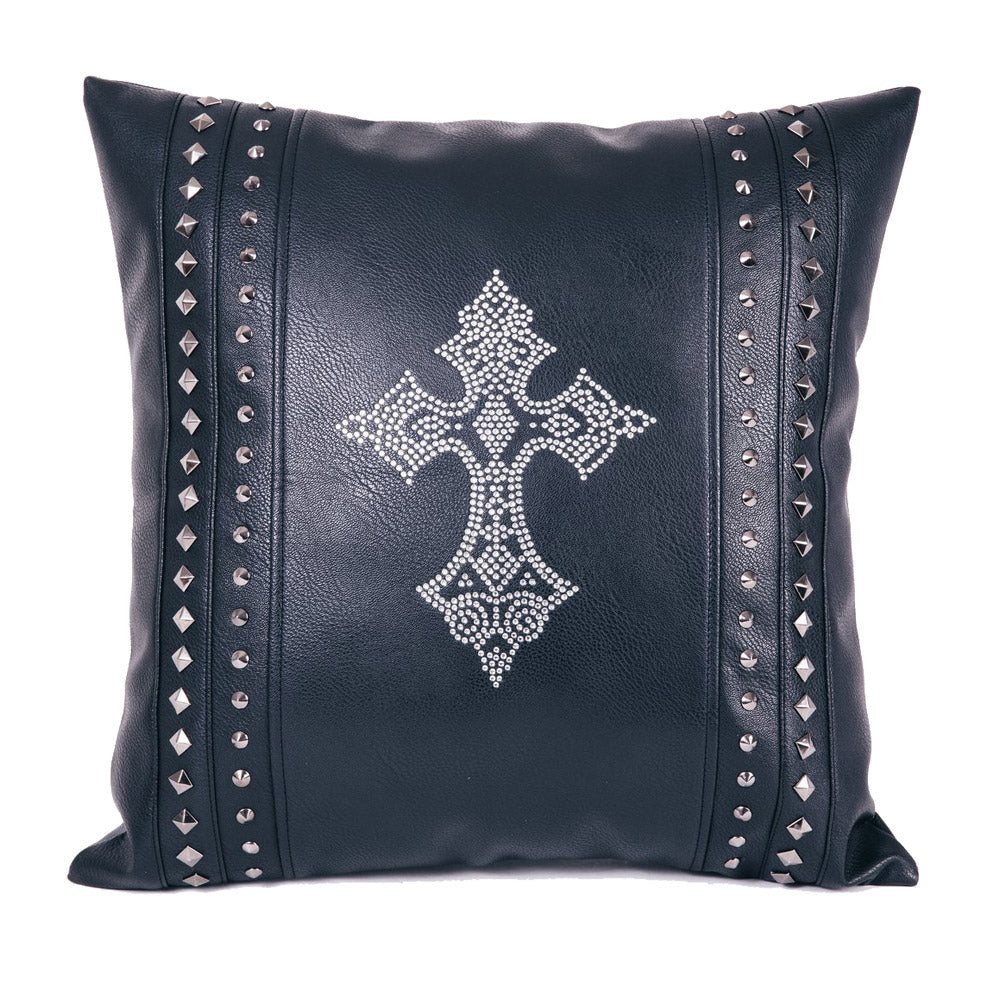 Rhinestone Cross Faux Leather Cushion