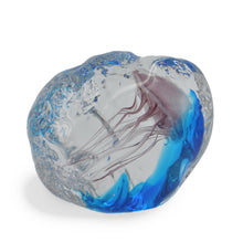 Load image into Gallery viewer, Pink Jellyfish in Blue Ice Paperweight