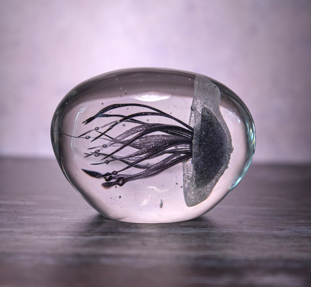 Purple Jellyfish on Side Paperweight