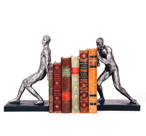 Silver Strong-men Bookends
