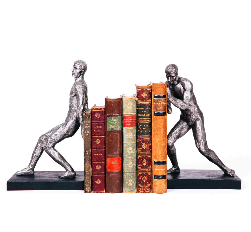 Silver Strong-men Bookends