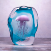 Pink/Green Jellyfish in Ice Paperweight