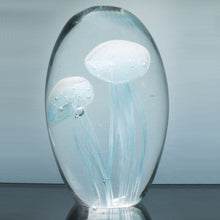 Load image into Gallery viewer, Glass Jellyfish Paperweight - Two Blue Hand-Blown (medium)