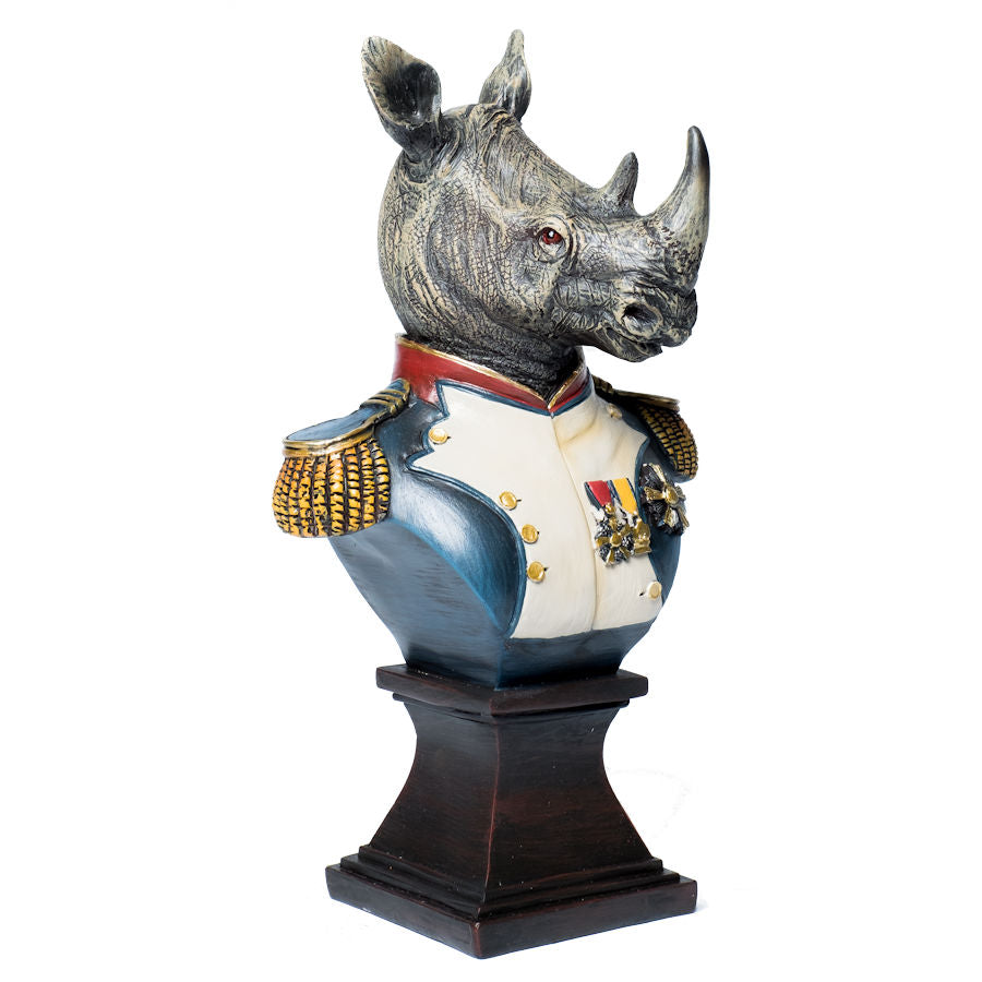 Rhino Bust in Military Uniform