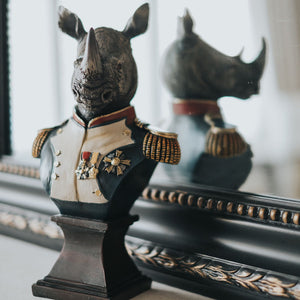 Rhino Bust in Military Uniform