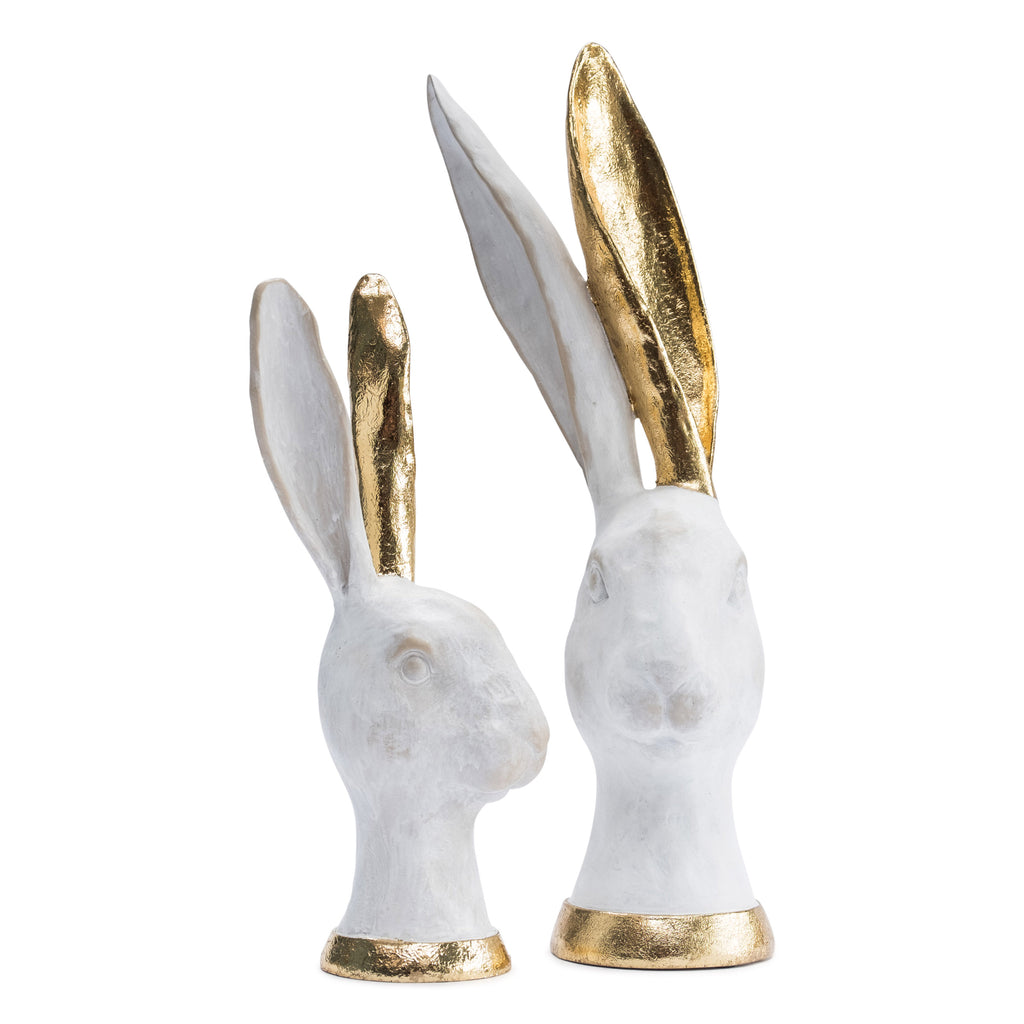 White and Gold Hares - Set of 2
