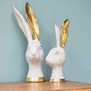White and Gold Hares - Set of 2