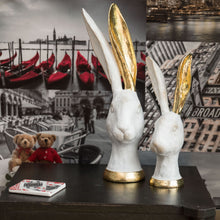 Load image into Gallery viewer, White and Gold Hares - Set of 2