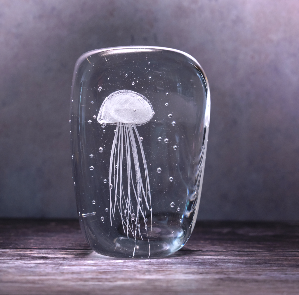 White Jellyfish in Ice Paperweight