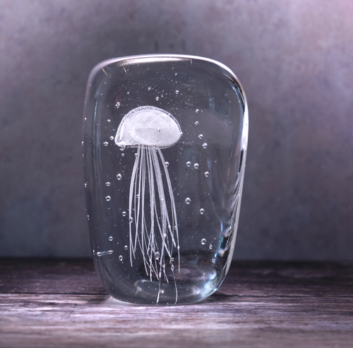 White Jellyfish in Ice Paperweight