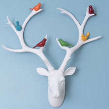 Load image into Gallery viewer, Deer Head with Coloured Birds