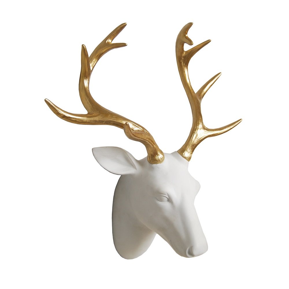 White and Gold Stag Head