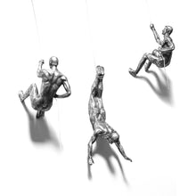 Load image into Gallery viewer, Climbing Men Trio - Silver Colour Wall Art